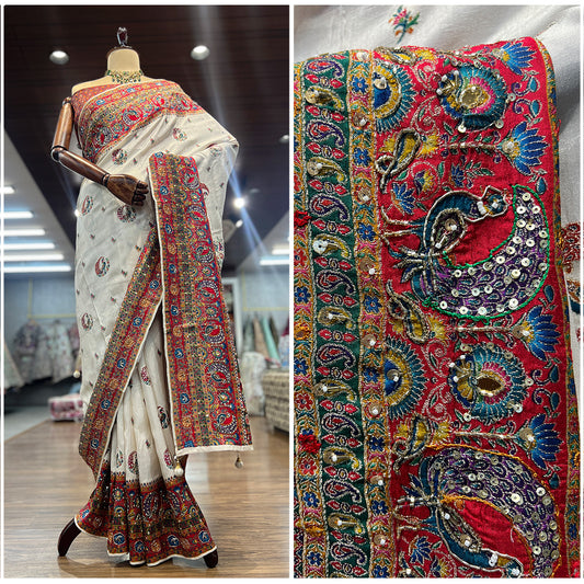 JMS_Studio Dola Viscose Silk Saree Featuring Handwork Embellisments - JMS Studio