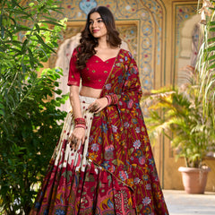 Doli - Kalamkari Print with Foil Work Border White Lehenga Choli Set - JMS Studio