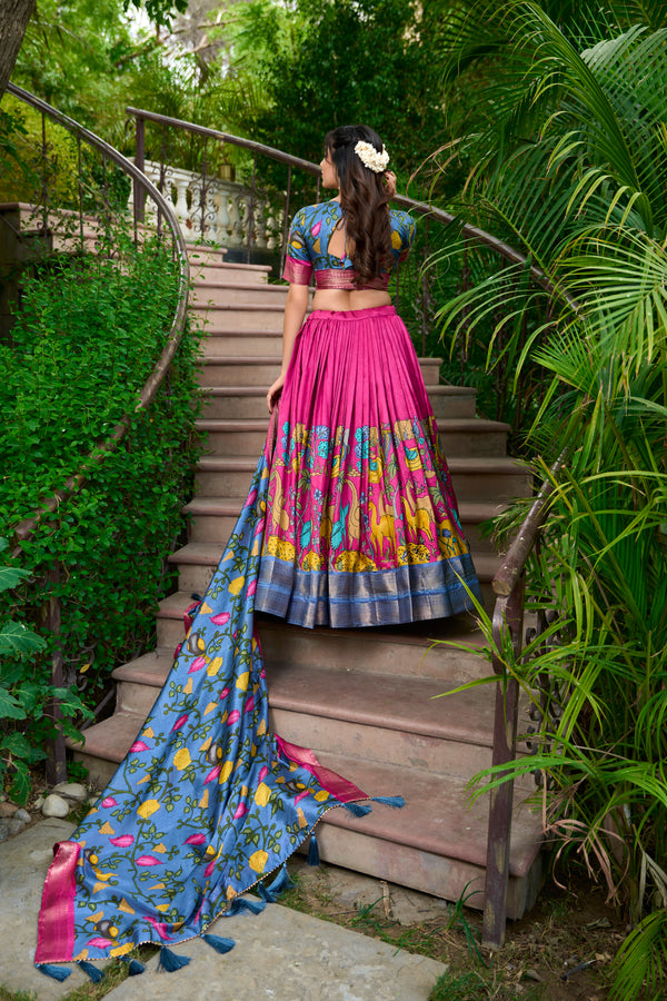 Doli - Kalamkari Dola Silk Charm Pink Lehenga Choli Set - JMS Studio