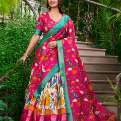 Doli - Kalamkari Dola Silk Charm Off White Lehenga Choli Set - JMS Studio