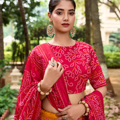Doli - Tussar Silk Bandhej Print Mustard Lehenga Choli Set - JMS Studio