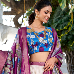 Doli - Kalamkari Print Dola Silk Off White Lehenga Set - JMS Studio