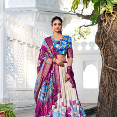 Doli - Kalamkari Print Dola Silk Off White Lehenga Set - JMS Studio