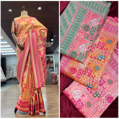JMS_Studio Coloful Banrasi Silk Woven Saree with Swaroski Embellishments - JMS Studio