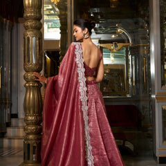 Doli - Sequins and Thread Embroidery with Diamond Maroon Lehenga Choli - JMS Studio