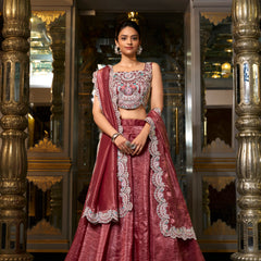 Doli - Sequins and Thread Embroidery with Diamond Maroon Lehenga Choli - JMS Studio