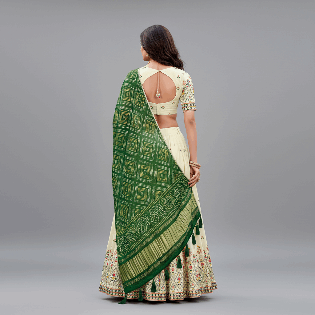 Doli - Resham Work Cotton Lehenga Set With Gajji Silk Dupatta