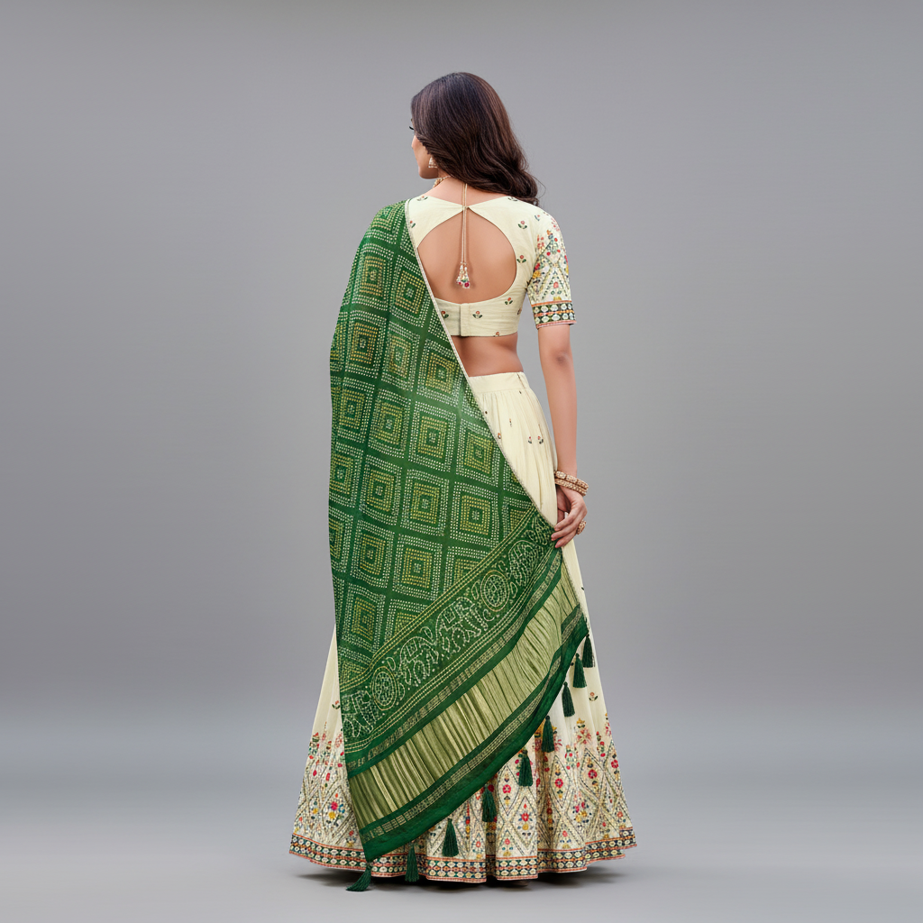 Doli - Resham Work Cotton Lehenga Set With Gajji Silk Dupatta