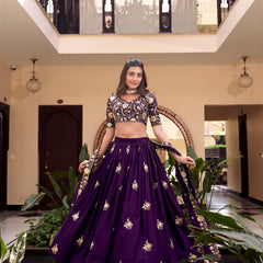Doli - Embellishment with Pearl Coding and Sequins Embroidery Work Purple Lehenga Choli - JMS Studio