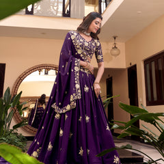 Doli - Embellishment with Pearl Coding and Sequins Embroidery Work Purple Lehenga Choli - JMS Studio