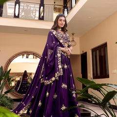 Doli - Embellishment with Pearl Coding and Sequins Embroidery Work Purple Lehenga Choli - JMS Studio
