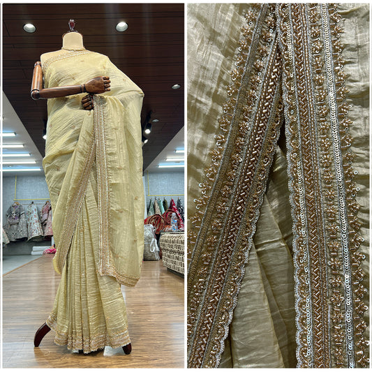 JMS_Studio Boutique Beads & Cutdana Handwork Golden Partywear Saree