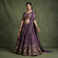 Doli lavender lehenga choli set with gold zari and sequin embroidery, full length