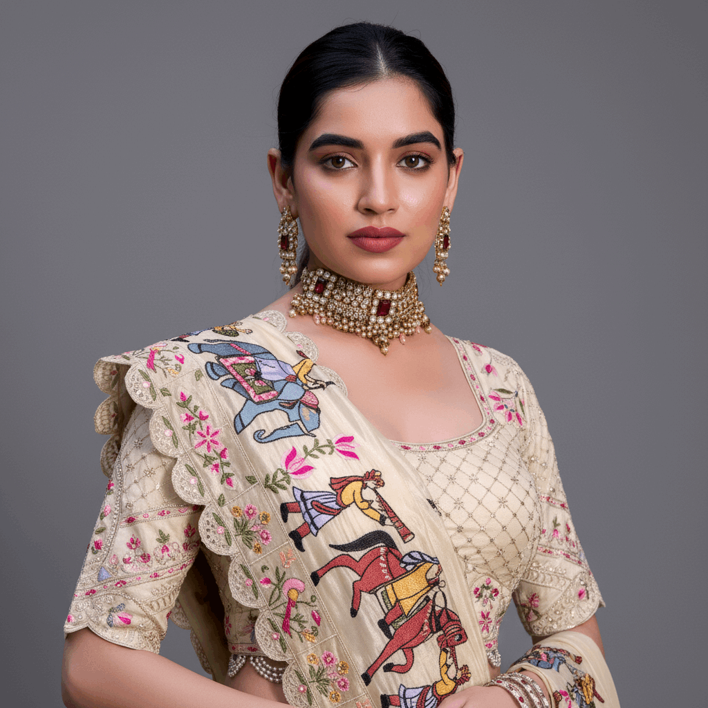 Doli - Multicolor Baarat Design Soft Silk Designer Lehenga Choli Set