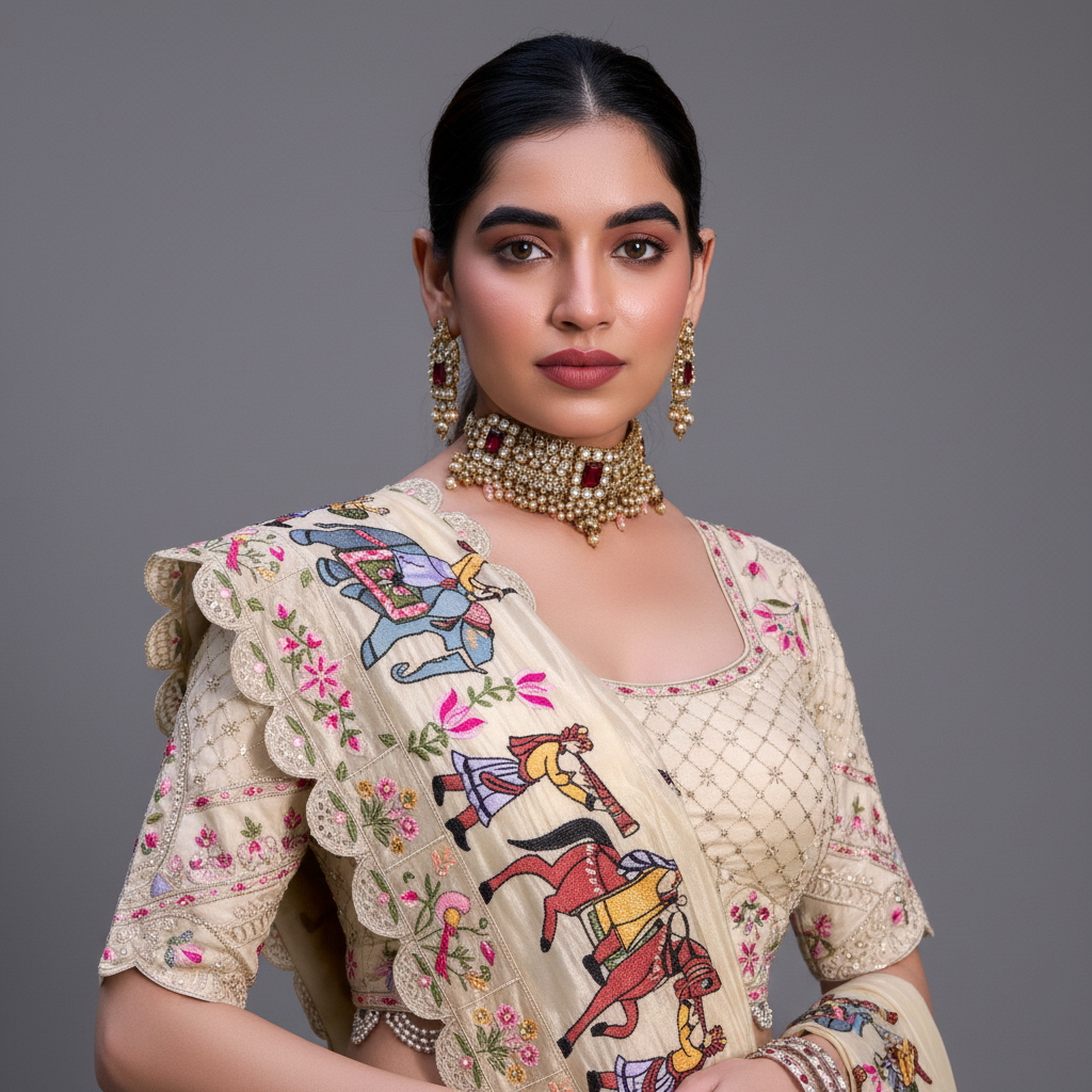 Doli - Multicolor Baarat Design Soft Silk Designer Lehenga Choli Set