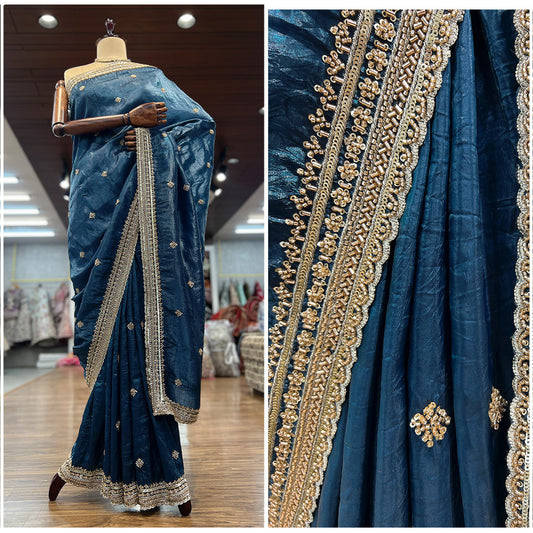 JMS_Studio Boutique Beads & Cutdana Handwork Deep Blue Partywear Saree