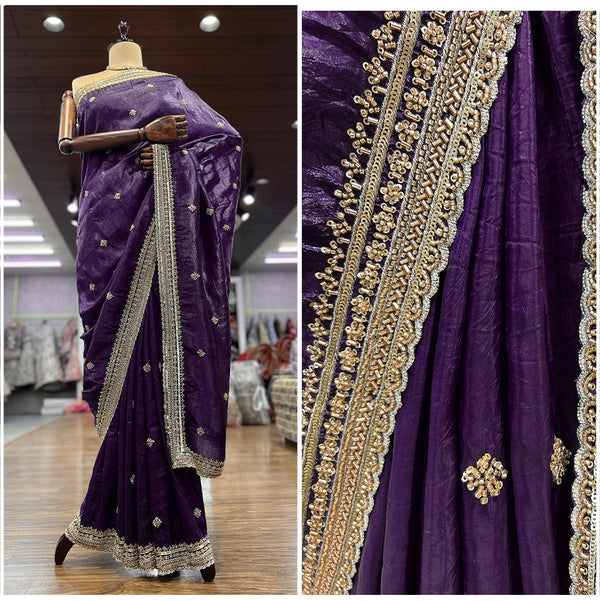 JMS_Studio Boutique Beads & Cutdana Handwork Purple Partywear Saree