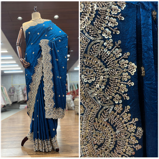 JMS_Studio Boutique Beads & Cutdana Handwork Royal Blue Partywear Saree