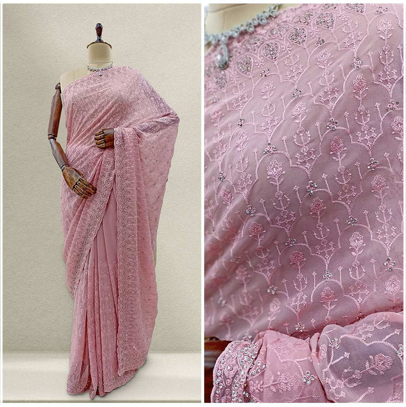 JMS_Studio Designer Rsham Work Georgette Partywear Saree