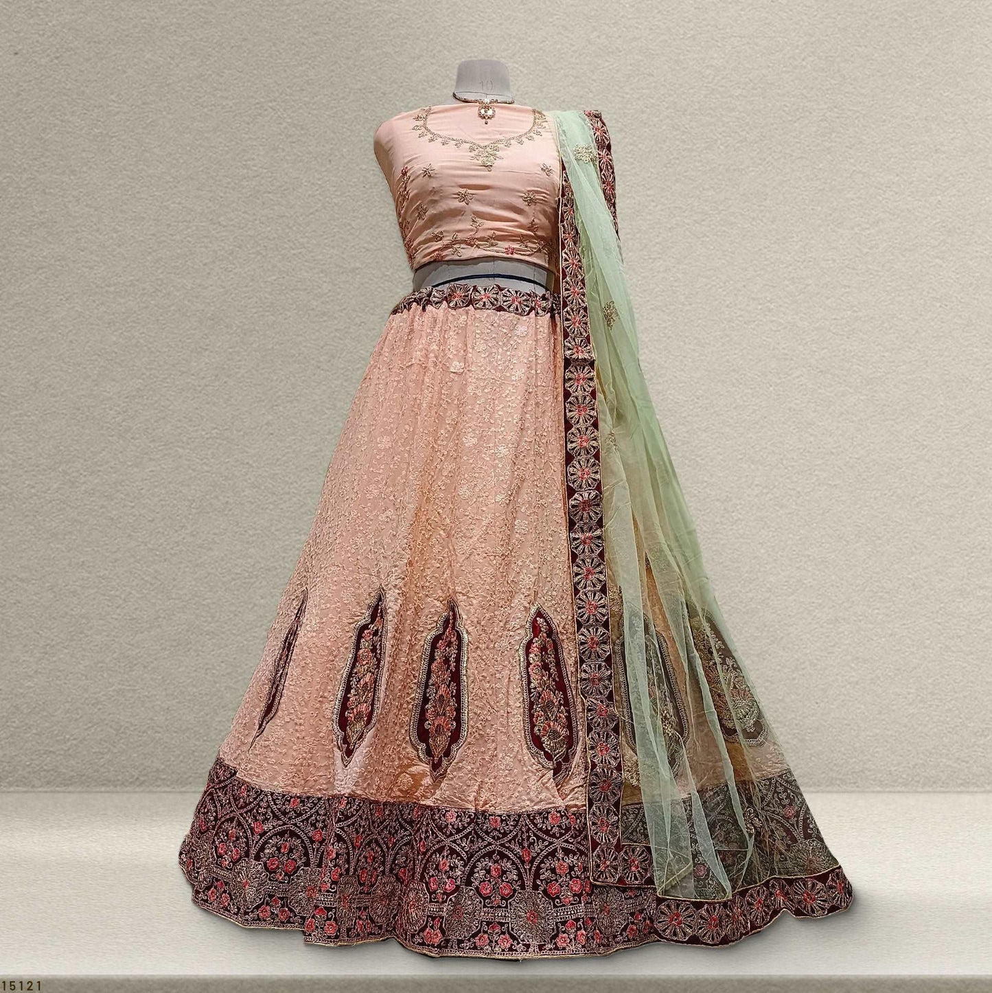 Jodha - Georgette Chikankari Peach Sider Lehenga