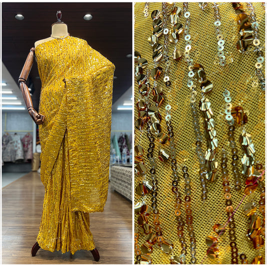 JMS_Studio Designer Bollywood Sequins Partywear Saree