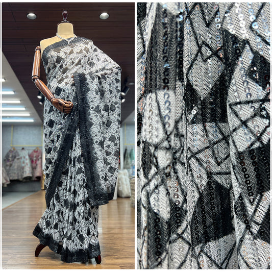 JMS_Studio Designer Bollywood Sequins Partywear Saree