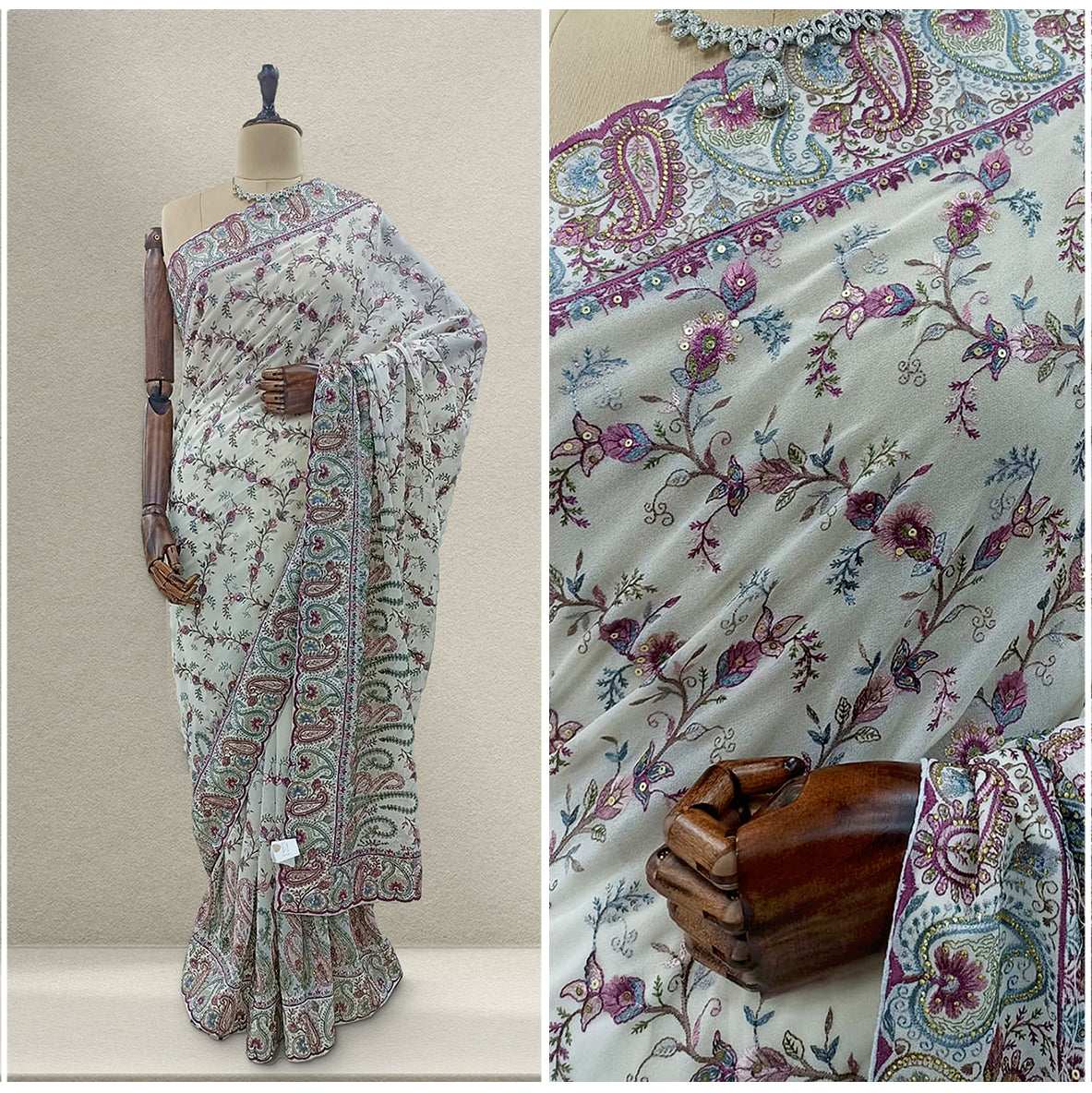 JMS_Studio Designer Resham Work Georgette Partywear Saree
