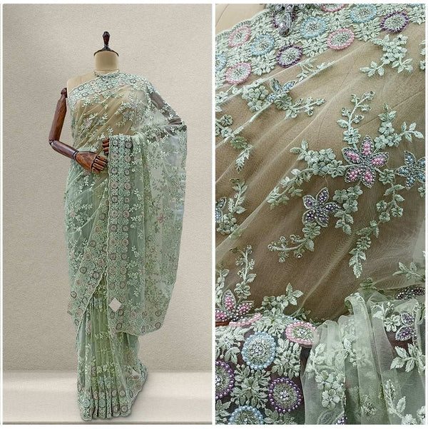 JMS_Studio Designer Boutique Net Handwork Partywear Saree