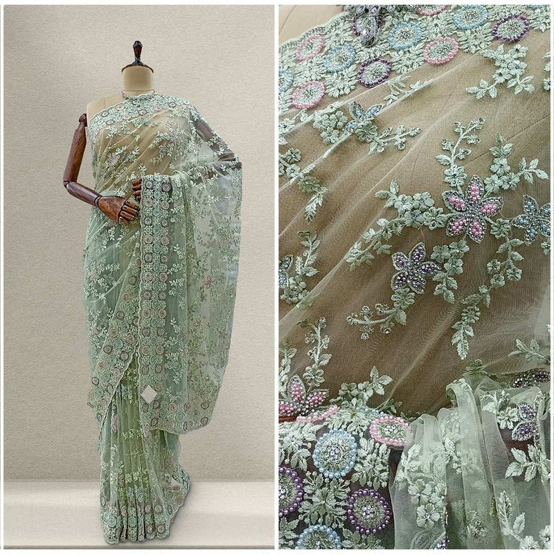 JMS_Studio Designer Boutique Net Handwork Partywear Saree