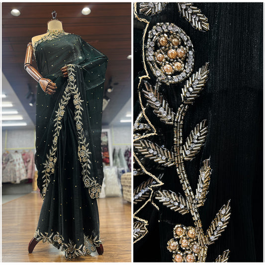 JMS_Studio Designer Handwork Jimmy Choo Black Partywear Saree