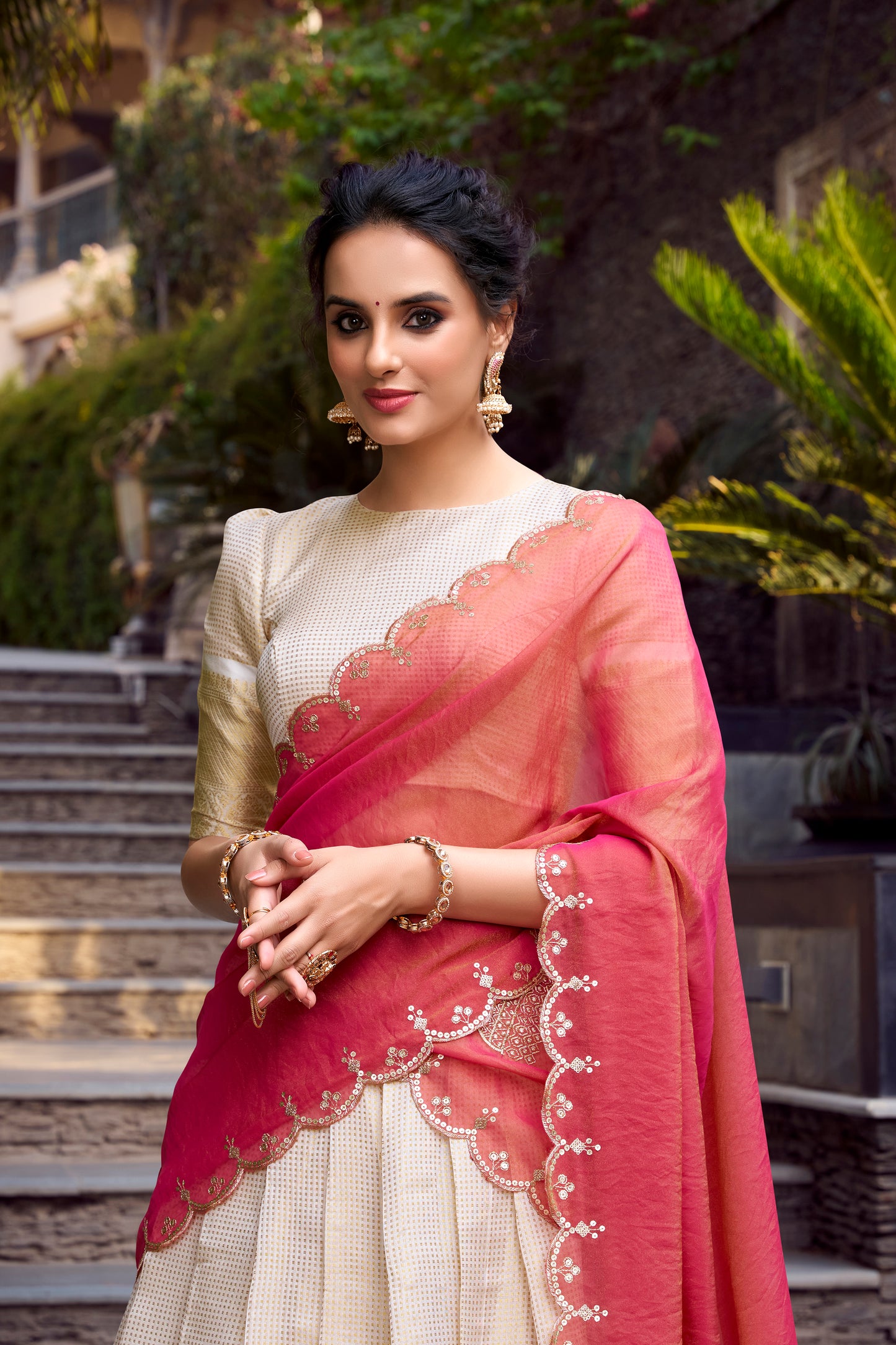 Doli - Elegant Golden Zari Weaving Work Off White Lehenga Choli Set - JMS Studio