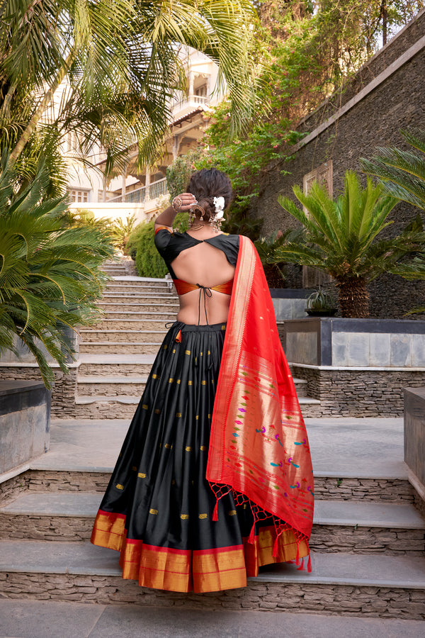 Doli - Jacquard Silk Zari Weaving Work Black Lehenga Choli set - JMS Studio