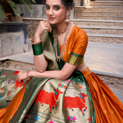 Doli - Jacquard Silk Zari Weaving Work Orange Lehenga Choli set - JMS Studio