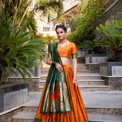 Doli - Jacquard Silk Zari Weaving Work Orange Lehenga Choli set - JMS Studio
