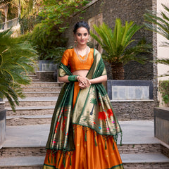 Doli - Jacquard Silk Zari Weaving Work Orange Lehenga Choli set - JMS Studio