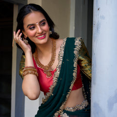 Doli - A Touch of South Indian Grace Red Zari Weaving Lehenga Choli - JMS Studio