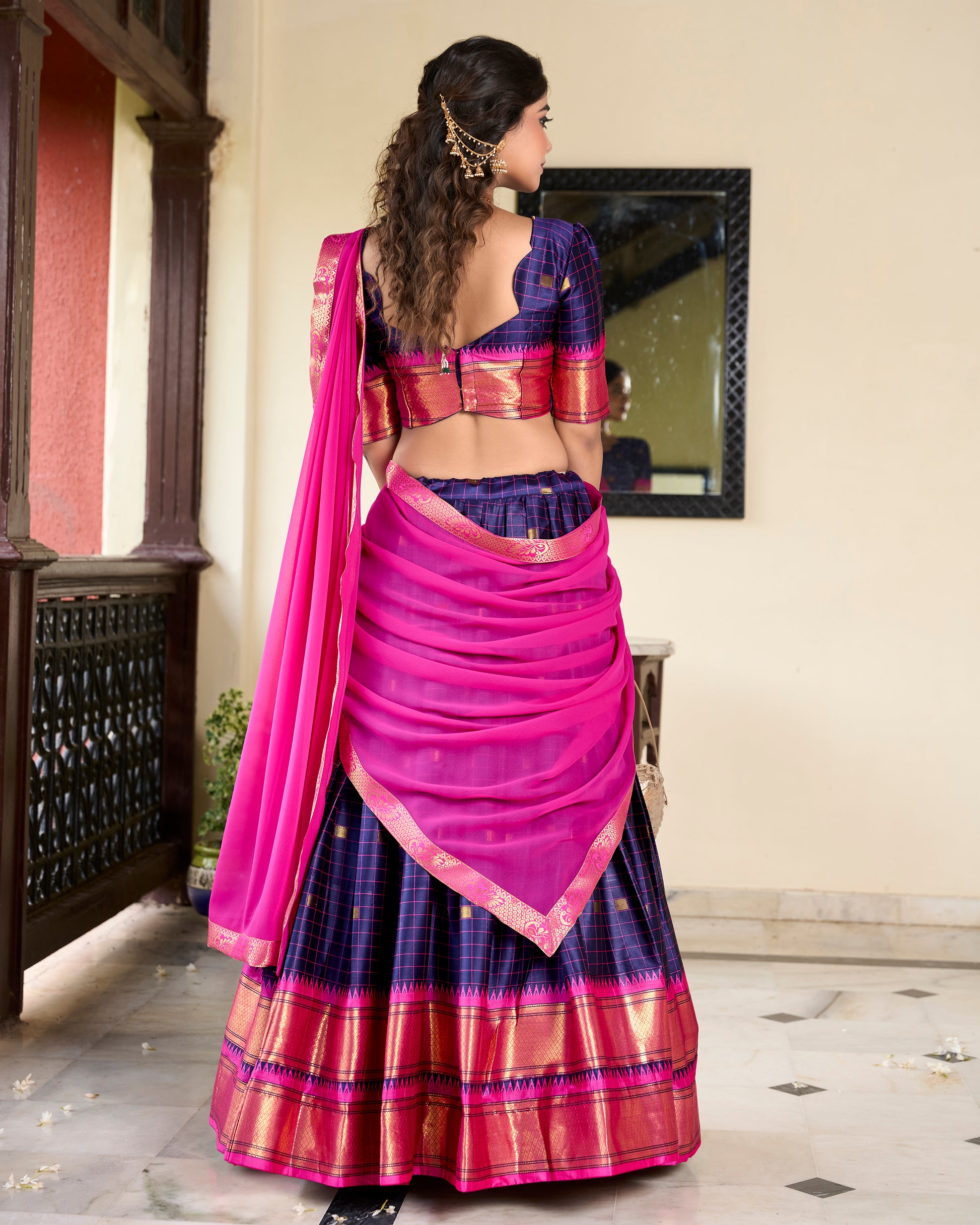 Doli - Paithani Artistry on Cotton Silk Purple Lehenga Choli Set - JMS Studio
