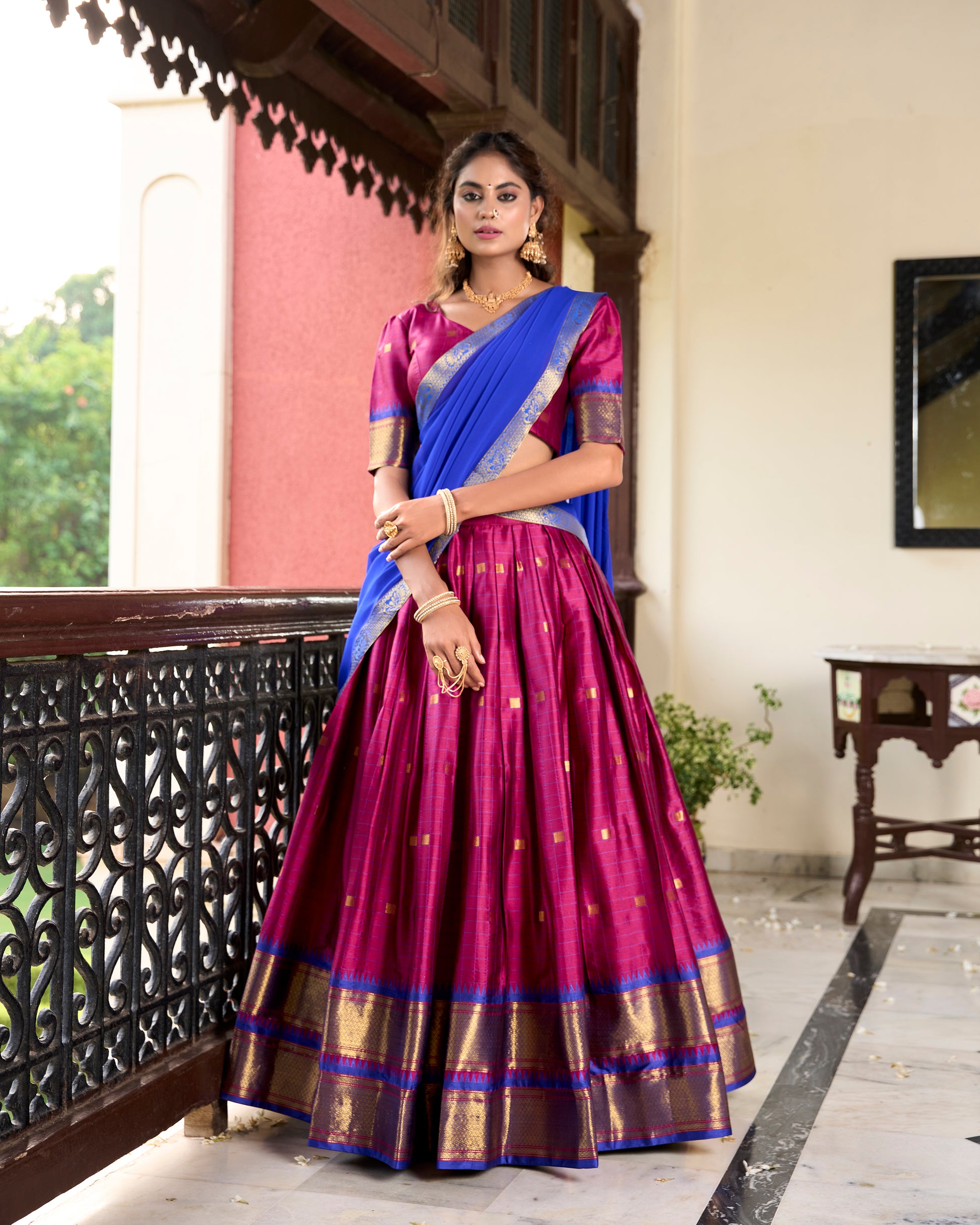 Doli - Paithani Artistry on Cotton Silk Pink Lehenga Choli Set - JMS Studio
