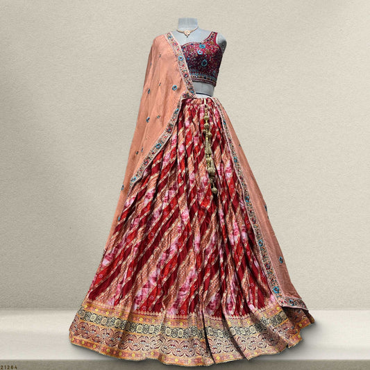 Padmini - Ready-to-Wear Lehenga with Intricate Handwork and Rich Chinon Dupatta JMS Studio {{ Royal Red Bridal Lehenga}}