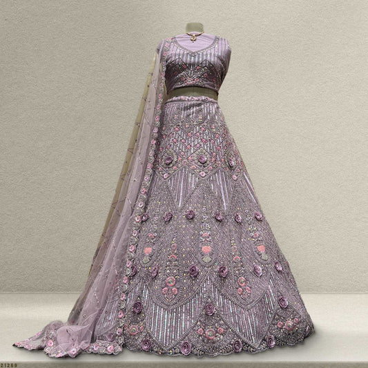 Cherry Blossom -  The Modern Lilac Lehenga for Reception for Bride