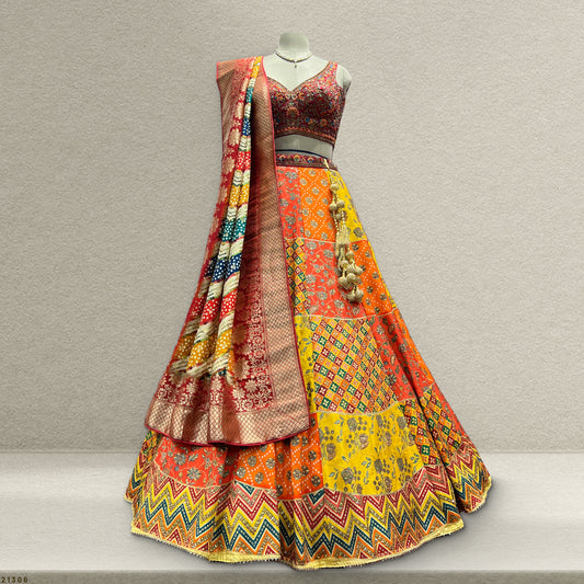 Gulaal - Ready-to-Wear Multi Color Silk Lehenga Choli