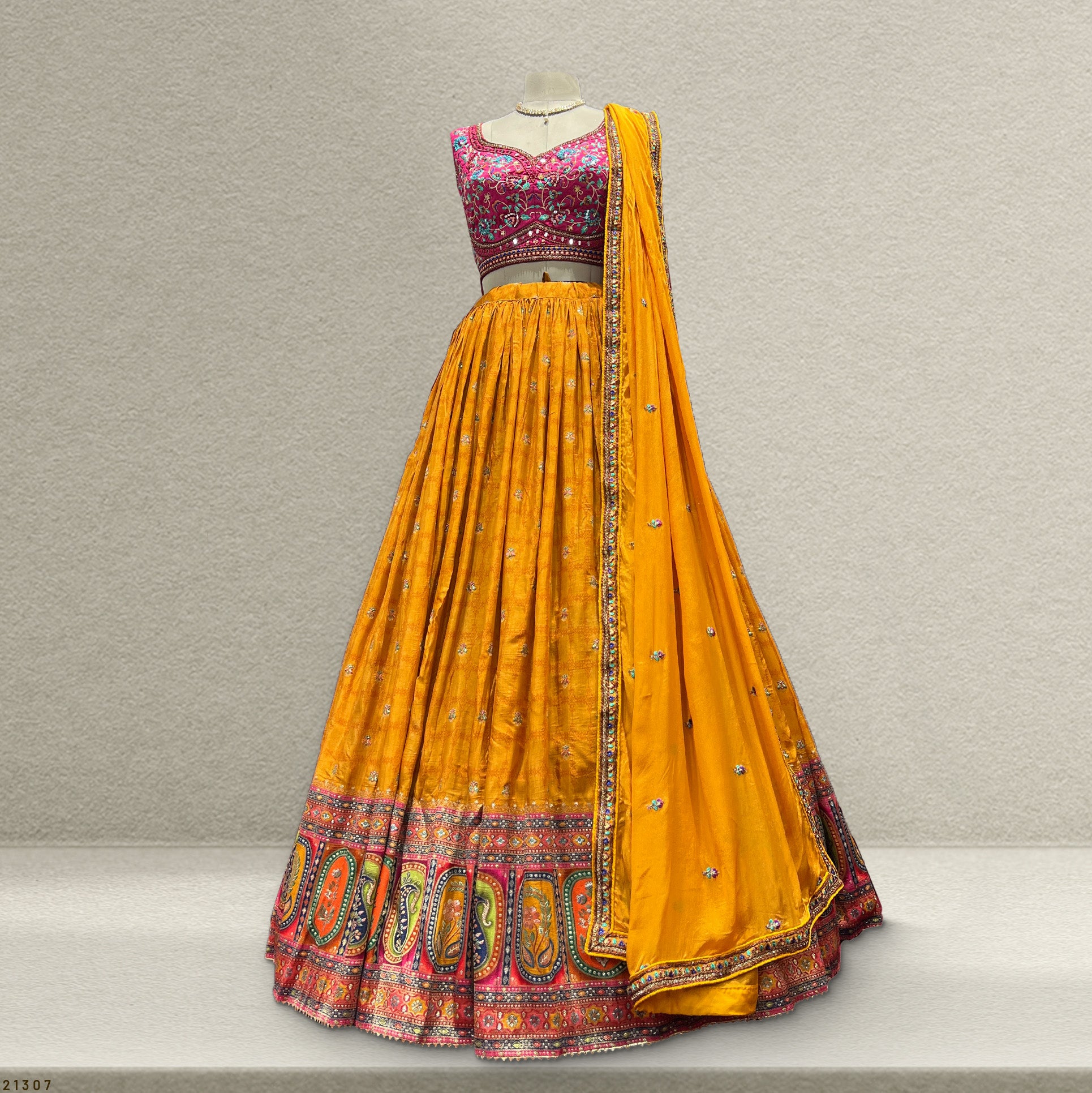 Gulaal - Ready-to-Wear Multi Color Silk Lehenga Choli JMS Studio {{ Royal Red Bridal Lehenga}}