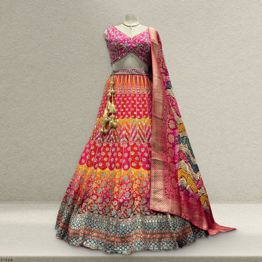 Gulaal - Ready-to-Wear Multi Color Silk Lehenga Choli