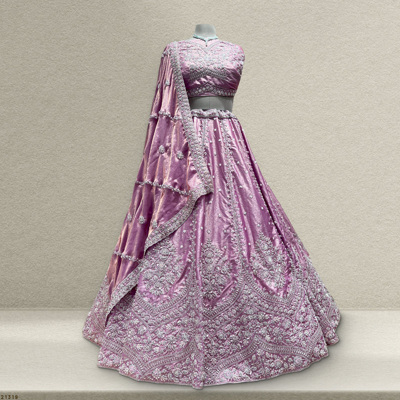 Cherry Blossom - Modern Minimal Style Pastel Handwork Lehenga JMS Studio {{ Royal Red Bridal Lehenga}}
