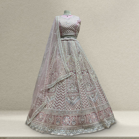 Jazzagals - Beads & Pearls Handwork Blush Pink Lehenga