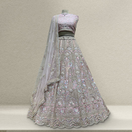 Cherry Blossom - Big Flair Flowy Reception Engagement Lehenga Soft Pink