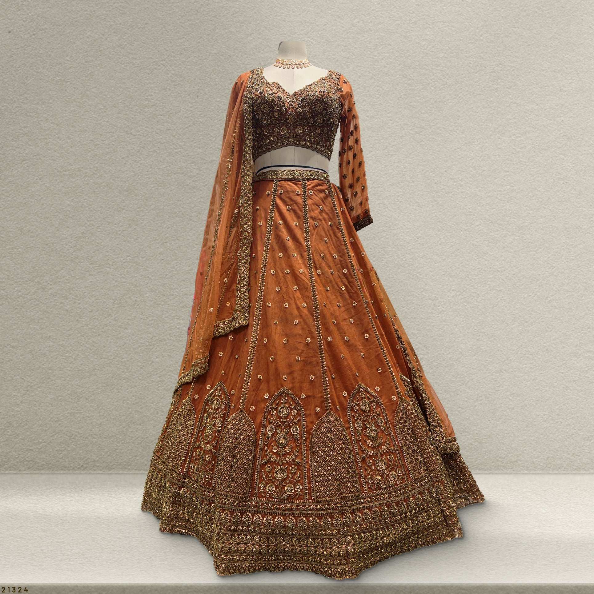 Celestial Collection: Ready-to-Wear Reception and Sangeet Partywear Lehengas Rust