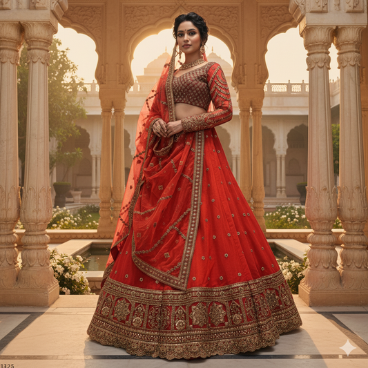 Celestial Collection: Ready-to-Wear Reception and Sangeet Partywear Lehengas Burnt Orange