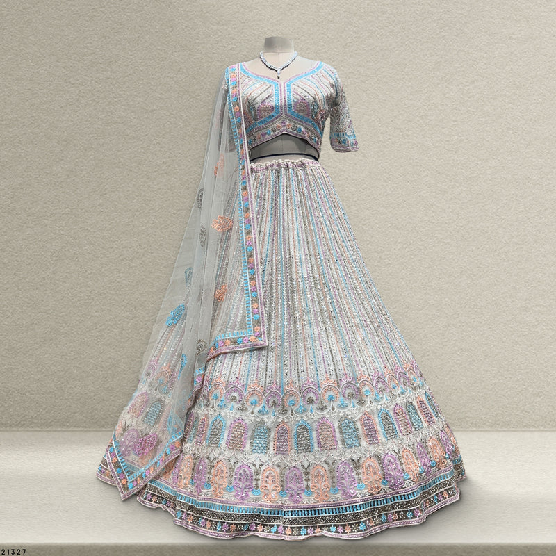 Celestial Collection: Ready-to-Wear White Reception and Sangeet Lehengas - JMS Studio
