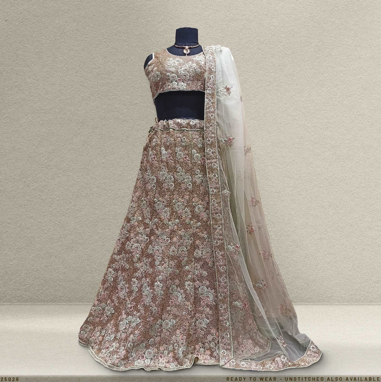 Champagne - Ready-to-Wear Sequins Partywear Sider Lehenga JMS Studio {{ Royal Red Bridal Lehenga}}